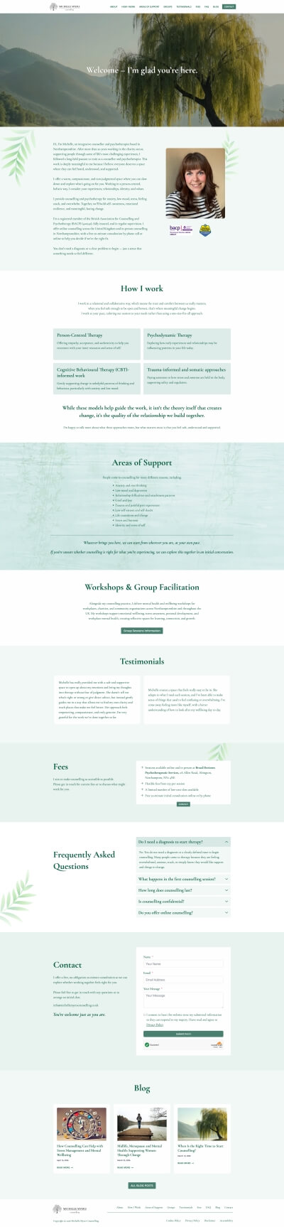 Michelle Myers website design by Studio Vandolina.